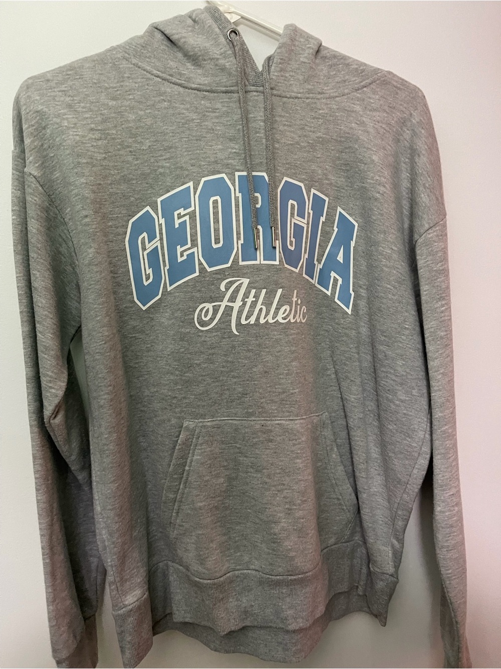 Primark Gray Hoodie with Light Blue 'GEORGIA' Chest Print